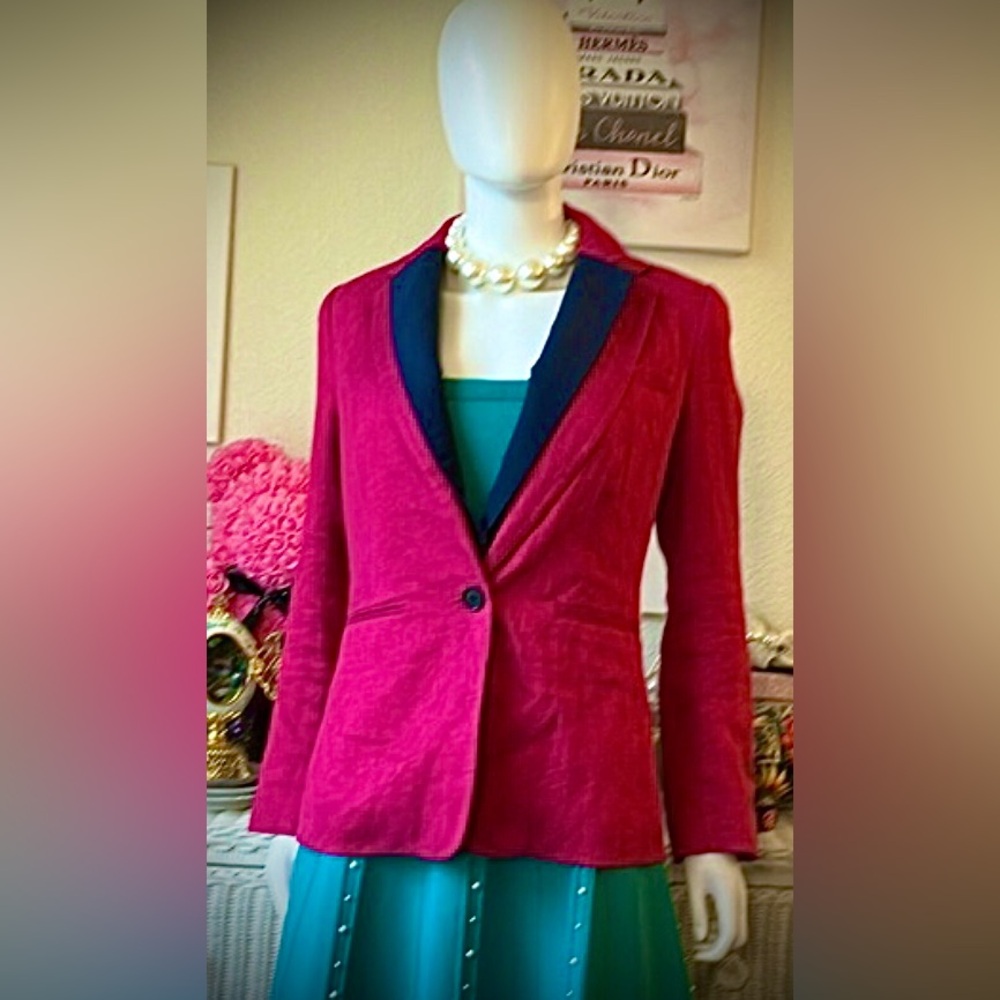Veronica Beard Pipes & Shaw Dickey Blazer with Matching Dickey in Magenta size S